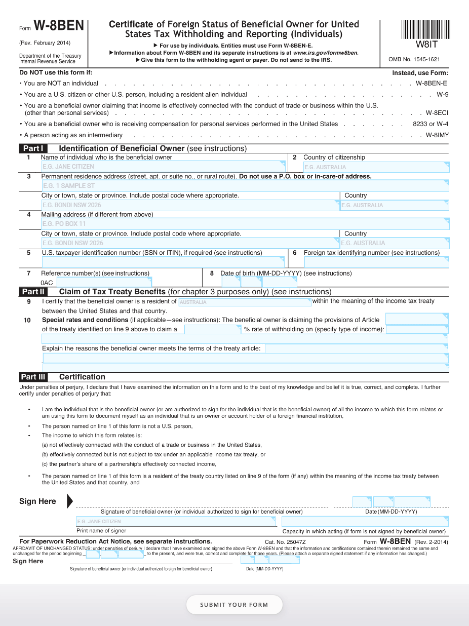 Screenshot of PDF Fillable Form